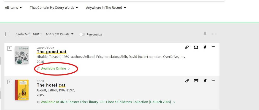 screenshot of an ebook record in the library catalog